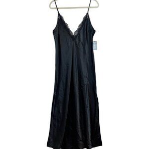 NWT INC International Concepts Black Slip Dress Size M Satin Fairy Whimsigoth
